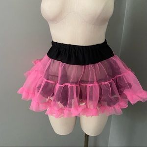 Pink and Black Petticoat Skirt Slip Halloween Sexy Costume 80s 90s Fullness